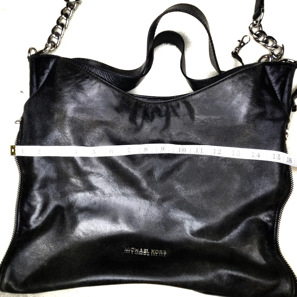 Michael Kors Devon Large Hobo Black Leather Shoulder Tote